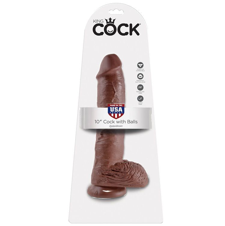 KING COCK 10 GODE MARRON AVEC BOULES 254 CM