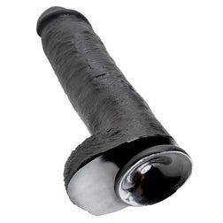 Gode réaliste King Cock noir avec testicules et ventouse, 28 cm.