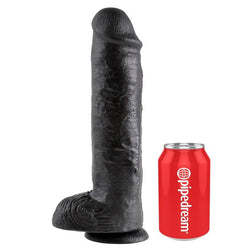 Gode réaliste King Cock BLACK XL 28.0 cm en PVC noir avec testicules et ventouse.