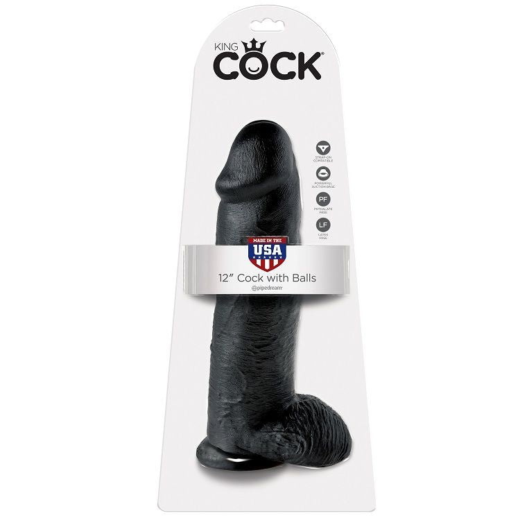 KING COCK 12 GODE NOIR AVEC BOULES 3048 CM