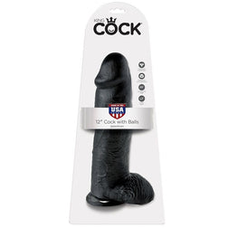 KING COCK 12 BLACK DILDO WITH BALLS 30.48 CM