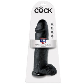 KING COCK 12 GODE NOIR AVEC BOULES 3048 CM