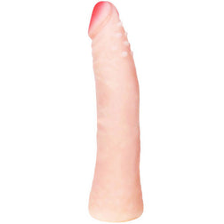 Soft ribbed dildo 18.5 cm, waterproof, in flesh-coloured silicone, 18.5 cm, for intimate pleasure.