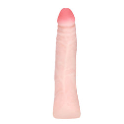 Realistic skin-feel silicone dildo, 18.5 cm, in flesh colour.
