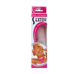 Realistic skin-feel silicone dildo, 18.5 cm, in flesh colour.