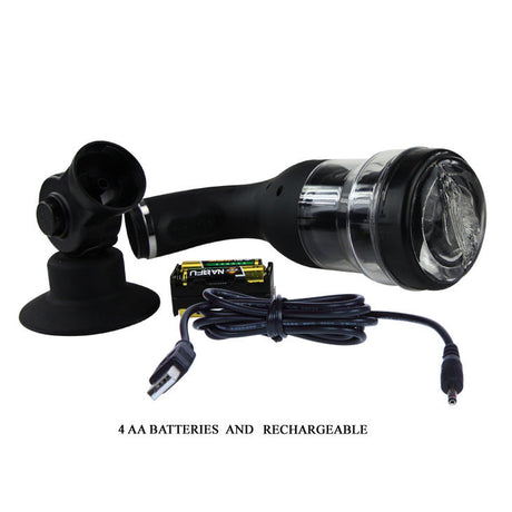 Masturbateur automatique rotatif 5 modes avec support ventouse — vue de trois-quarts