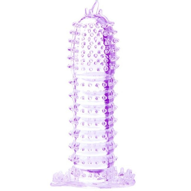 Gaine pénis Gaine pénienne nodules stimulants 14 cm violet — Baile en Silicone violet 14.2 cm vu de face