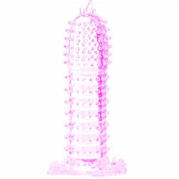 Gaine pénis Gaine pénienne nodules stimulants 14 cm rose — Baile en Silicone rose 14.2 cm vu de face