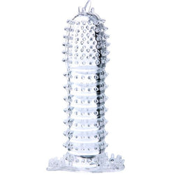 Gaine pénis Gaine pénienne transparente à picots stimulants — Baile en Silicone transparent 14.2 cm vu de face