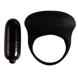 Cockring vibrant For Him silicone médical — Bertram en Silicone noir vu de face