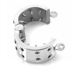 Anneau anti-érection à pointes avec cadenas — vue de profil