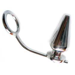 Cockring 45 mm avec plug anal conique acier 50 mm — emballage