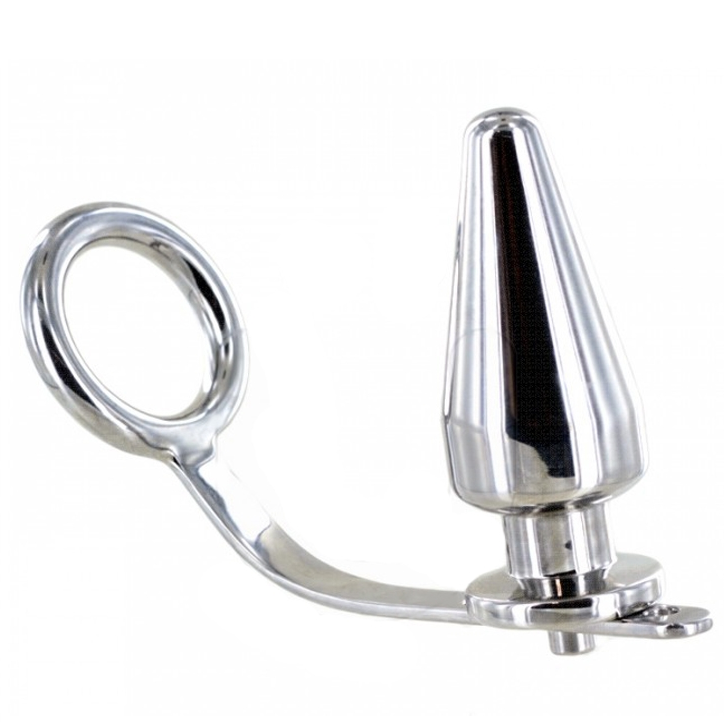 Cockring + plug acier strié — Metal Hard 80 x 55 mm · Metal Hard · Plugs