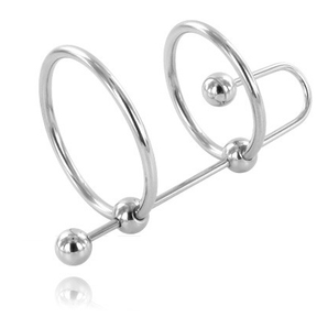 Cockring double anneau avec butée urétrale acier · Metal Hard · -Jouets en métal