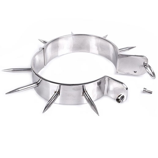 Collier BDSM acier à pointes avec anneau — emballage