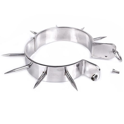 Collier BDSM acier à pointes avec anneau — emballage