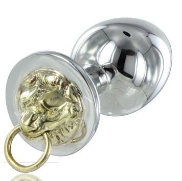 Plug anal acier poli tête de lion dorée avec anneau · Metal Hard · Plugs bijoux