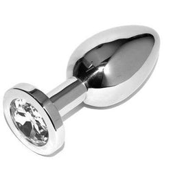 Plug bijou acier poli cristal transparent 5,7 cm — emballage