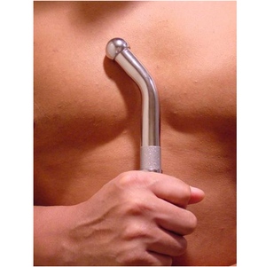 Canule de douche anale courbée acier 20 cm — emballage