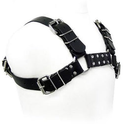LEATHER BODY HARNAIS BULL DOG NOIR