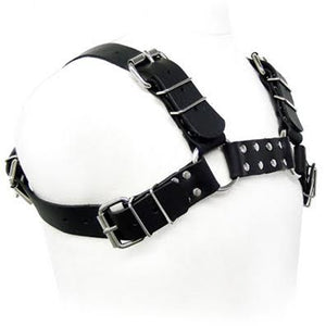 LEATHER BODY HARNAIS BULL DOG NOIR