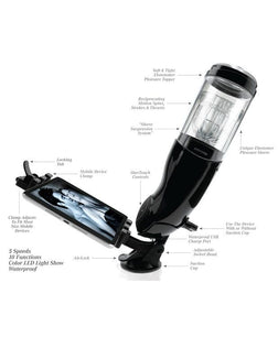Masturbateur automatique rotation + 15 modes vibration anus - vue de trois-quarts