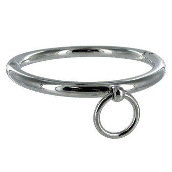 Starres Metal-Hard-BDSM-Halsband aus Edelstahl, Durchmesser 18 cm, mit vorderem Ring.