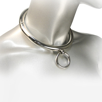 METAL HARD BDSM-HALSBAND MIT RING, 18 CM