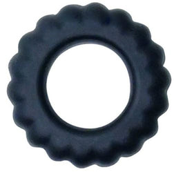 Titan cock ring in black silicone for intimate pleasure.