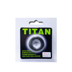 Cockring Titan noir avec bord vert, diamètre interne 2 cm.