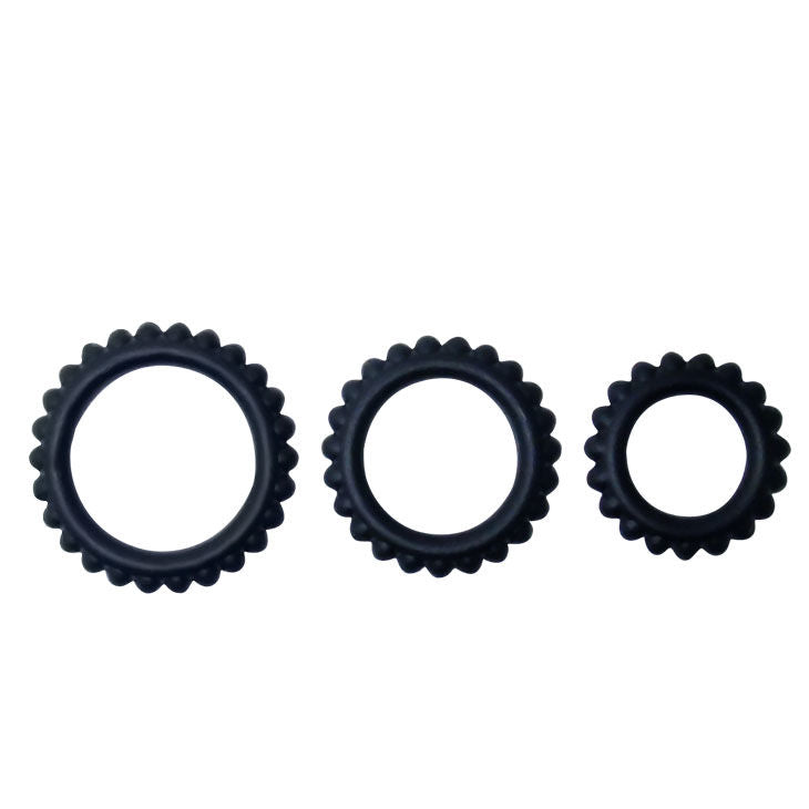 BAILE TITAN SET 3 PCS COCK RING NOIR 28 24 19 CM