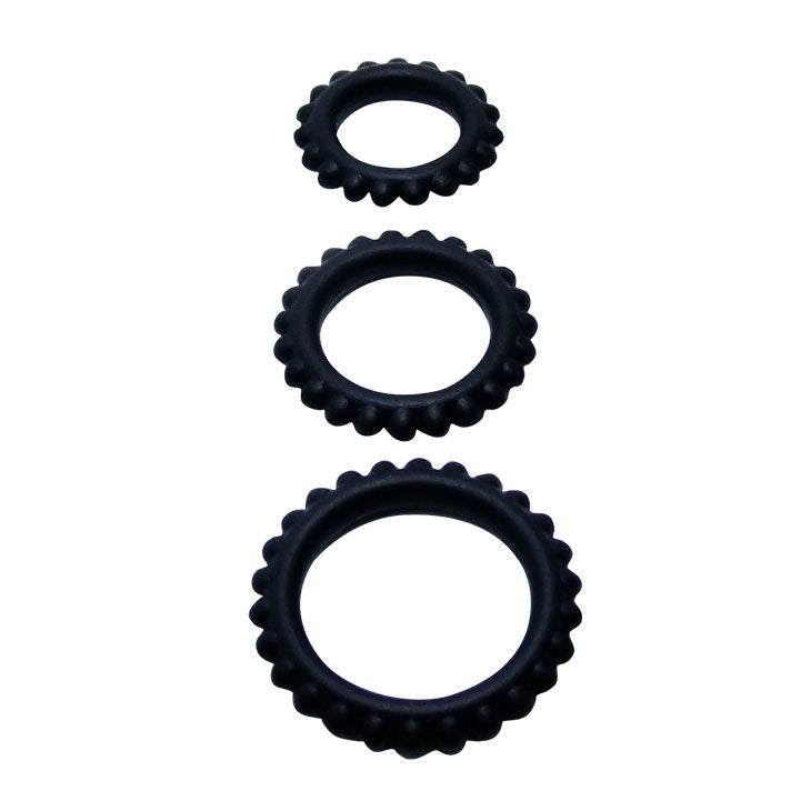 BAILE TITAN SET 3 PCS COCK RING NOIR 28 24 19 CM