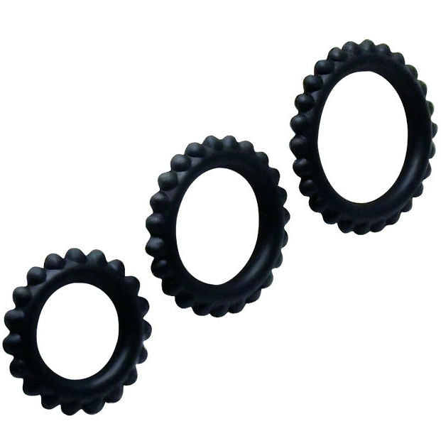 BAILE TITAN SET 3 PCS COCK RING NOIR 28 24 19 CM