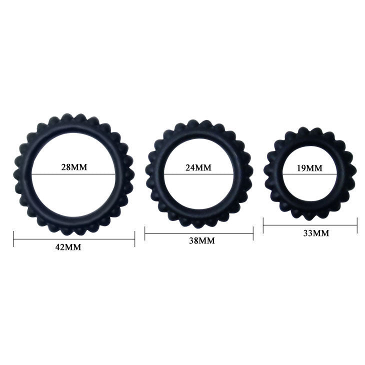 BAILE TITAN SET 3 PCS COCK RING NOIR 28 24 19 CM