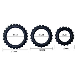 BAILE TITAN SET 3 PCS COCK RING NOIR 28 24 19 CM