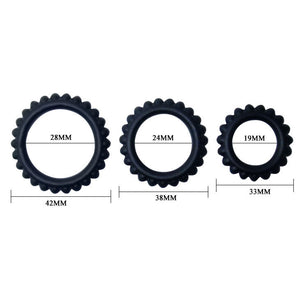BAILE TITAN SET 3 PCS COCK RING NOIR 28 24 19 CM