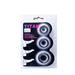BAILE TITAN SET 3 PCS COCK RING NOIR 28 24 19 CM
