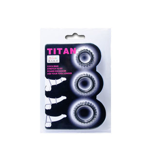 BAILE TITAN SET 3 PCS COCK RING NOIR 28 24 19 CM
