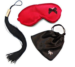 Kit cadeau mini-fouet + bandeau satin rouge — Dominatrix