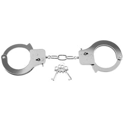 Menottes rigides en métal chromé lourd — Designer Cuffs — vue 3