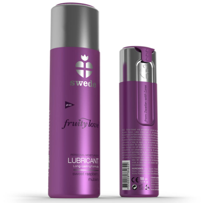 Lubrifiant comestible framboise-rhubarbe 50 ml — Fruity Love · Swede · Lubrifiants aromatisés