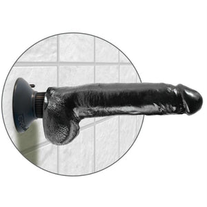 Gode vibrant réaliste noir 23 cm avec testicules — vue détaillée