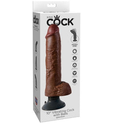 KING COCK GODE VIBRATEUR AVEC TESTICULES 255 CM COULEUR MARRON