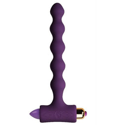 Chapelet anal Rocks-Off vibrant souple — Petite Sensations en Silicone violet vu de face