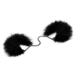 Menottes en plumes noires reliées par une chaîne — Za Za Zu — vue 2