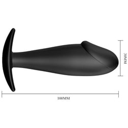 Plug anal Pretty Love noir en silicone, 10 × 3 cm.