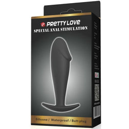 Plug anal Pretty Love noir en silicone, 10 × 3 cm.
