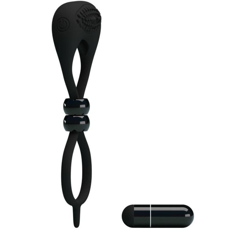Double cockring vibrant silicone pénis et testicules — gros plan