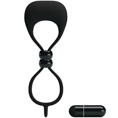 Double cockring vibrant silicone pénis et testicules — en situation