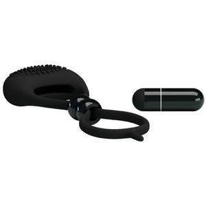 Double cockring vibrant silicone pénis et testicules — texture visible